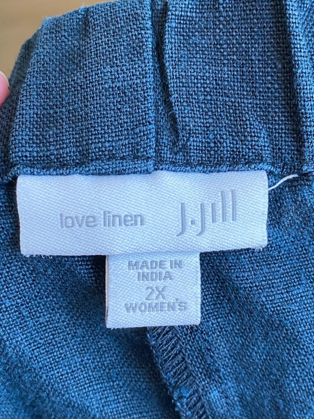J. Jill Love Linen 100% Navy Blue Elastic Waist Pull On Cropped Pants 2X - Picture 7 of 9